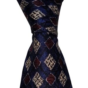 Robert Talbott Silk Necktie Men's Blue Geometric Designer Tie EUC